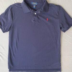 Polo Ralph Lauren Large Navy Blue shirt top w/ collar button up front size 14-16